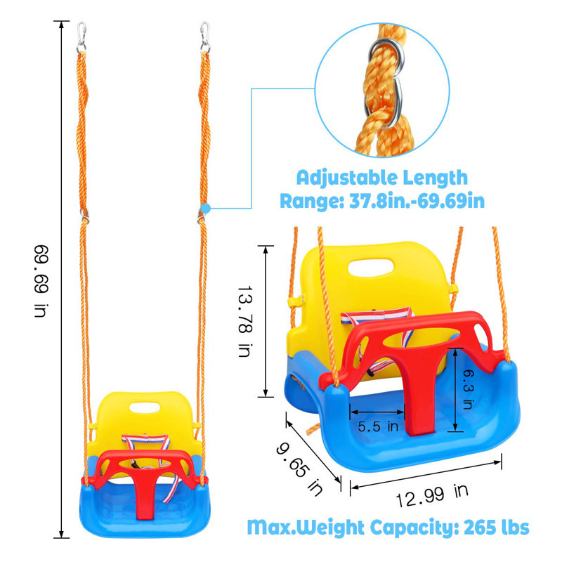 goodwish 3 In 1 Plastic Bucket Swing Seat Red(mounting Hangers And